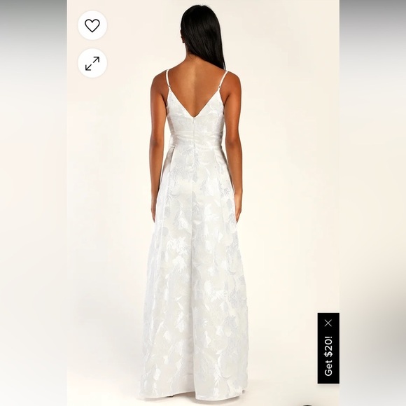 Lulus With Passion White Floral Print Jacquard Sleeveless Maxi Dress size S new - Picture 2 of 16